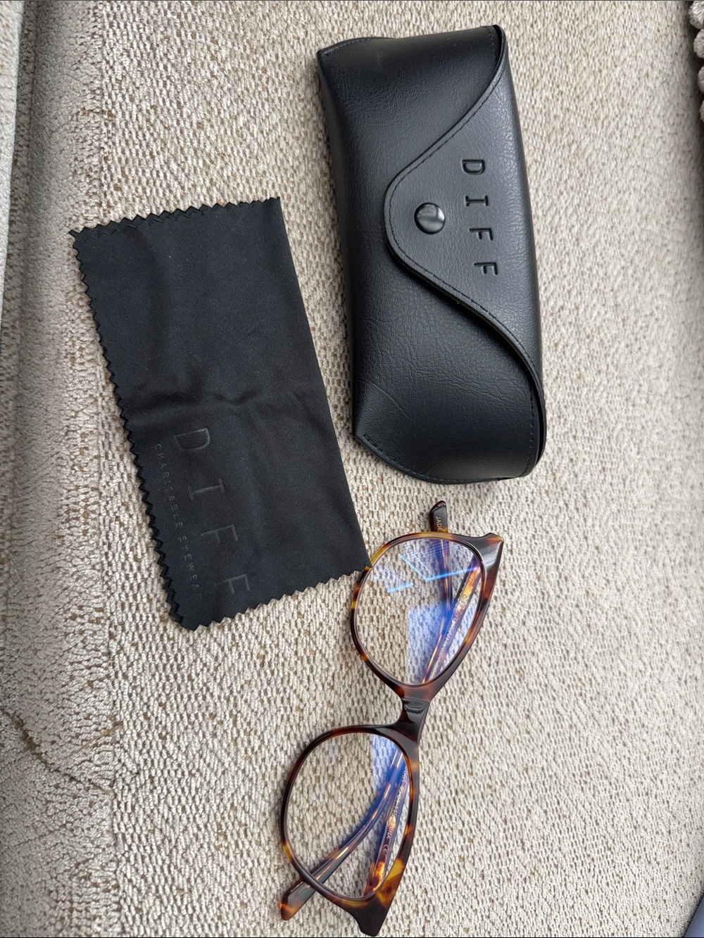 Diff Eyewear Tortoiseshell Brown Blue Light Glasses with Black Case